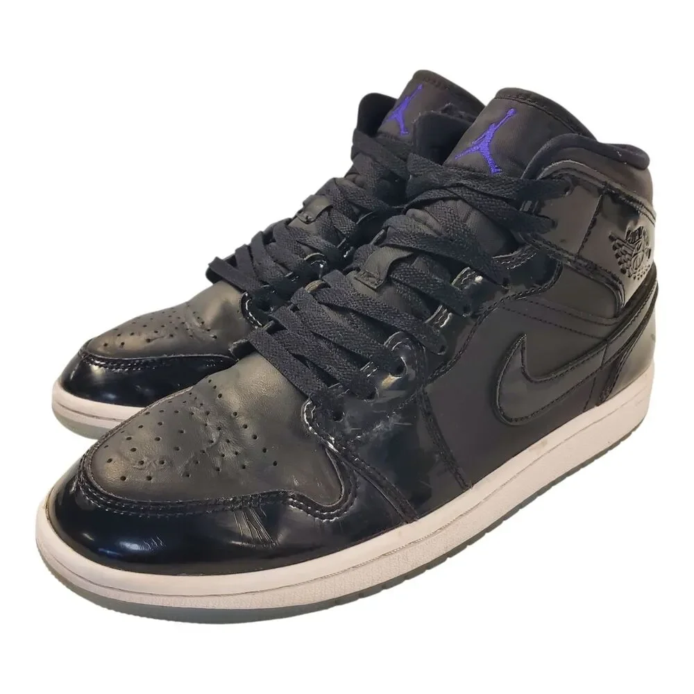 NIKE AIR JORDAN 1 MID SE Mens Size 8 Black SPACE JAM Patent Leather DV1308-004